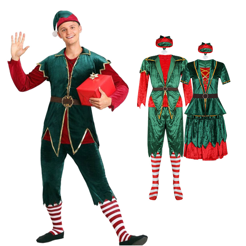 Elf Costume Christmas - Noel Noel Baba Kostümü Çift Takım