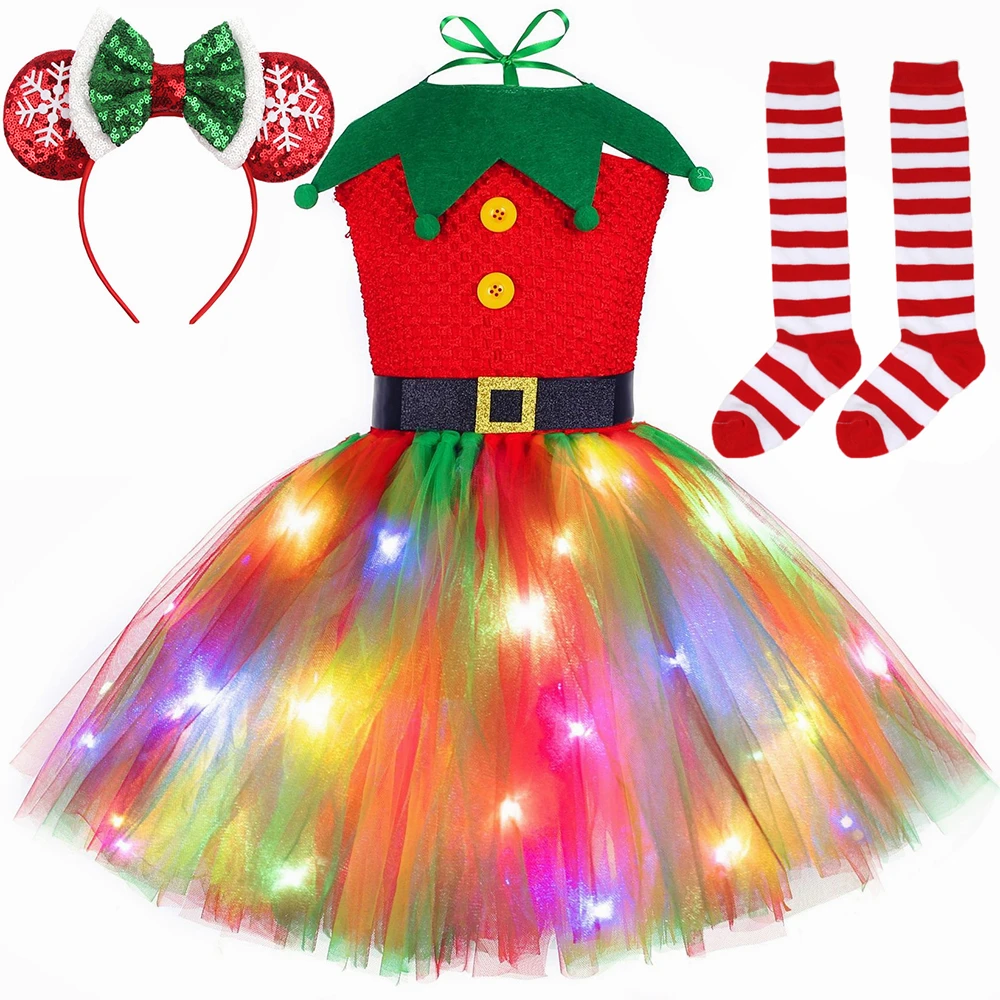 Elf Costume Christmas - Kız Çocukları İçin Noel Tütü Elbisesi