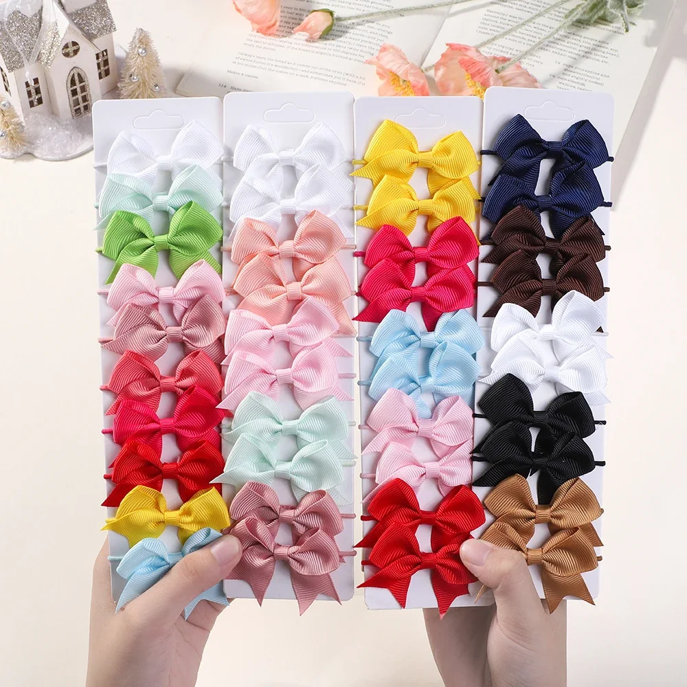 Ribbon Bow Gift - 10 adet yaylar elastik saç lastik