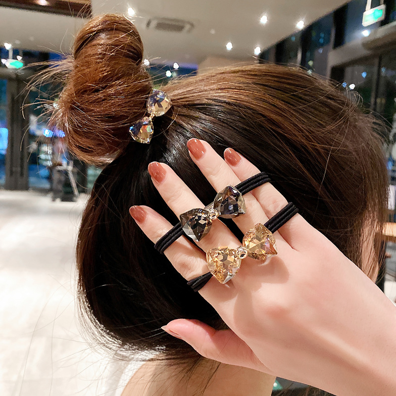 Ribbon Bow Gift - Yapay Elmaslı Fiyonklu Saç Lastikleri Seti
